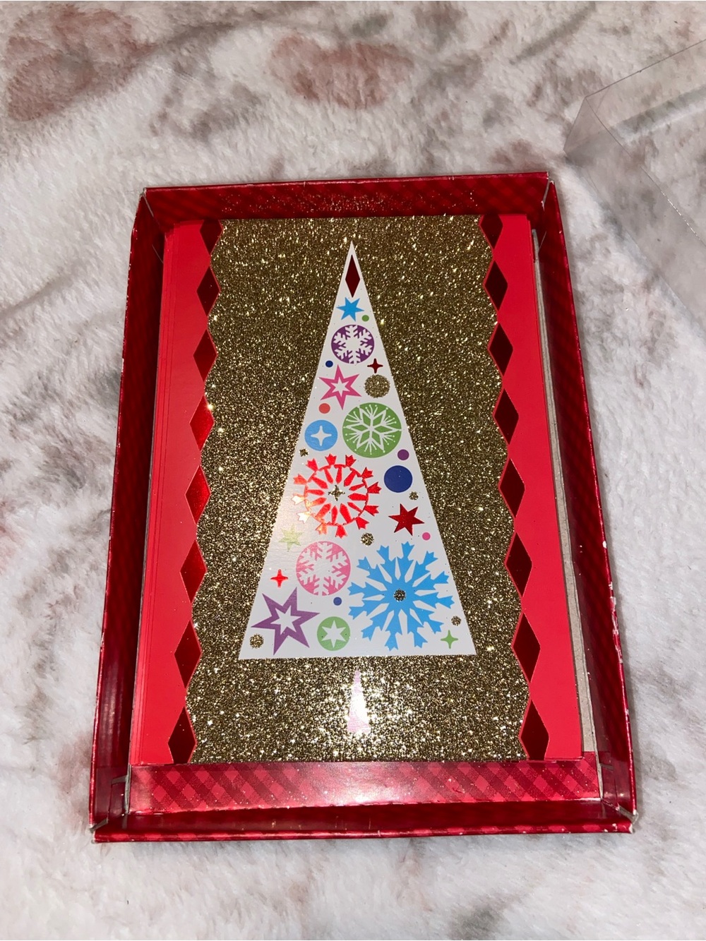 Christmas Holiday Gold Glitter Tree Cards (12)